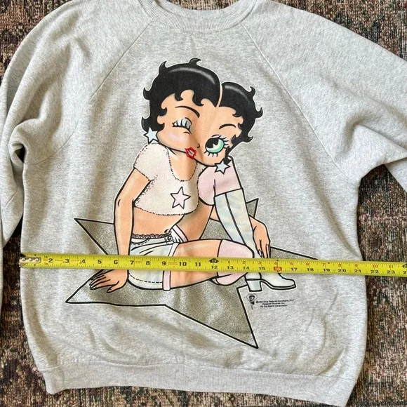 ORIGINAL RARE Vintage 1995 Betty Boop Workout Sweatshirt Silver Star Aerobics - Picture 12 of 14